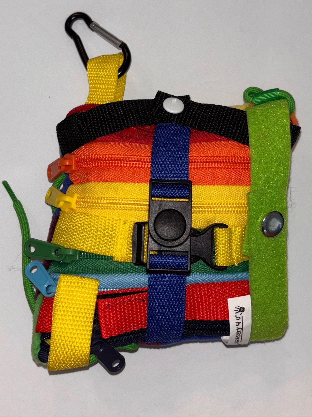 Kids Rainbow Activity Zipper & Buckle Learning Pouch Sensory Toy